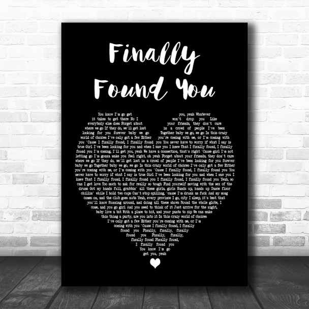 Enrique Iglesias Finally Found You Black Heart Decorative Wall Art Gift Song Lyric Print