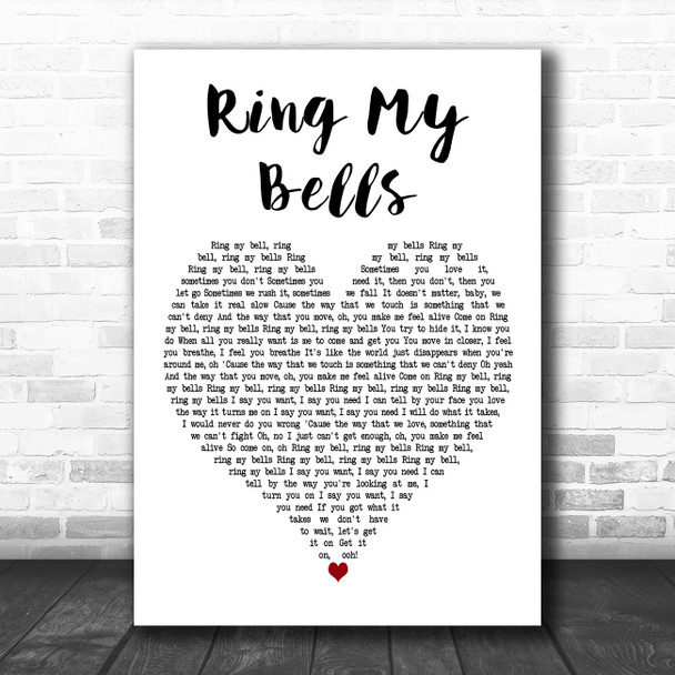 Enrique Iglesias Ring My Bells White Heart Decorative Wall Art Gift Song Lyric Print