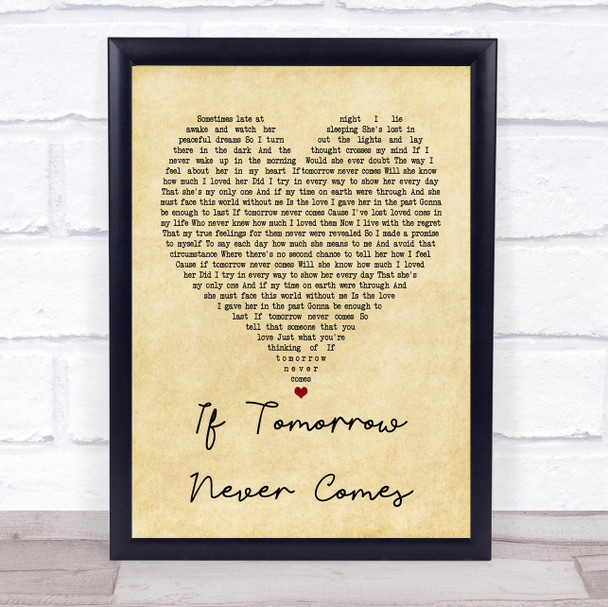 Garth Brooks If Tomorrow Never Comes Vintage Heart Song Lyric Music Wall Art Print