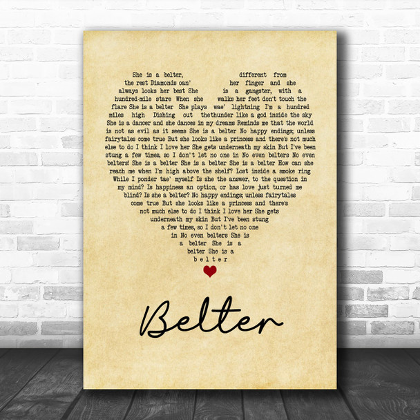 Gerry Cinnamon Belter Vintage Heart Song Lyric Music Wall Art Print