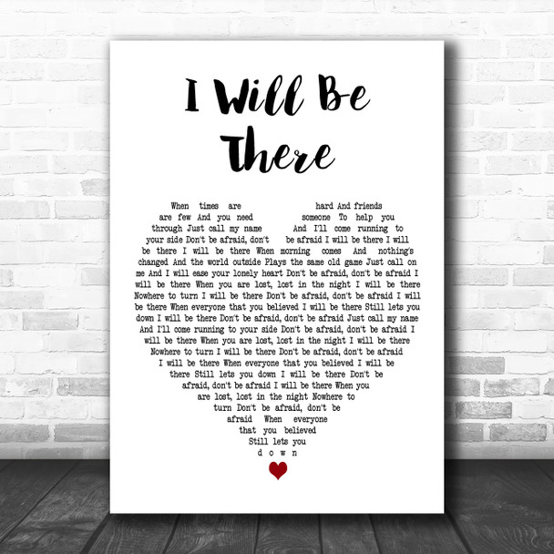 Eric Clapton I Will Be There White Heart Decorative Wall Art Gift Song Lyric Print