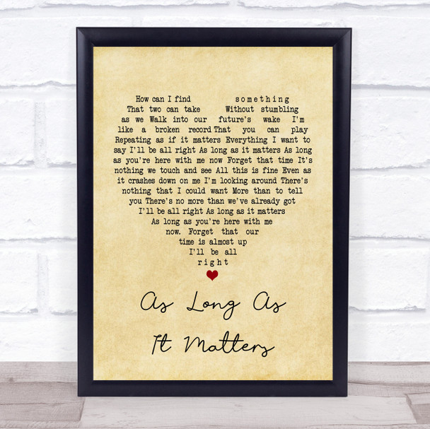 Gin Blossoms As Long As It Matters Vintage Heart Song Lyric Music Wall Art Print