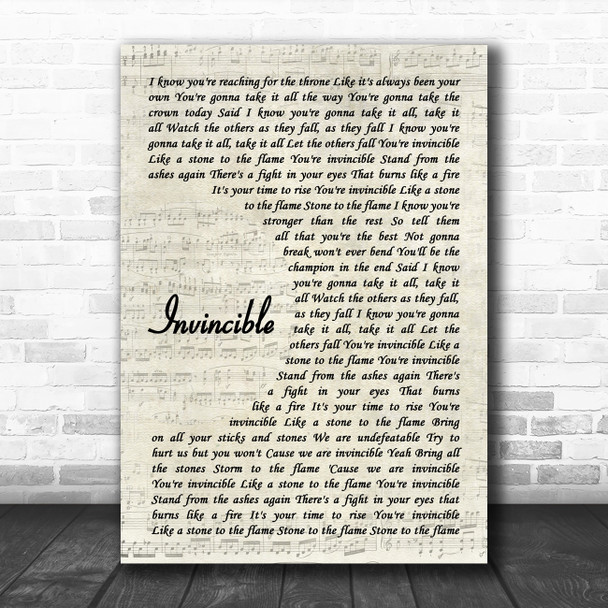 Escape The Fate Invincible Vintage Script Decorative Wall Art Gift Song Lyric Print