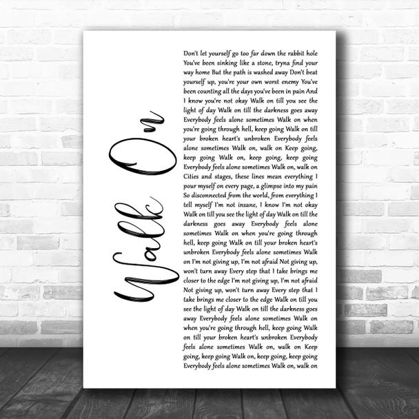 Escape The Fate Walk On White Script Decorative Wall Art Gift Song Lyric Print