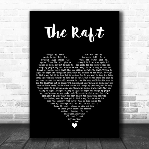 Fat Freddys Drop The Raft Black Heart Decorative Wall Art Gift Song Lyric Print