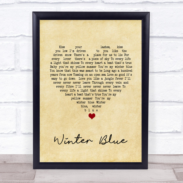 Heather Nova Winter Blue Vintage Heart Song Lyric Music Wall Art Print