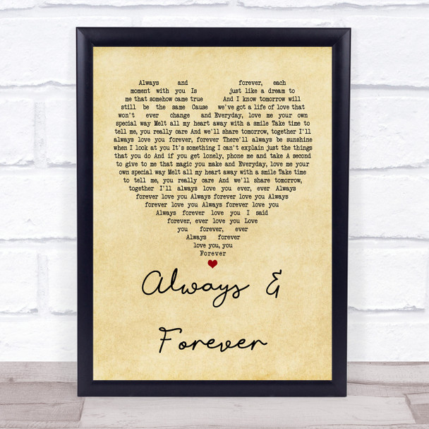 Heatwave Always And Forever Vintage Heart Song Lyric Music Wall Art Print