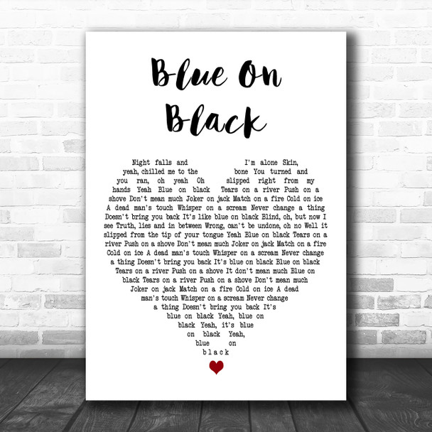 Five Finger Death Blue On Black White Heart Decorative Wall Art Gift Song Lyric Print