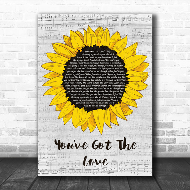 Florence + The Machine You've Got The Love Grey Script Sunflower Gift Song Lyric Print