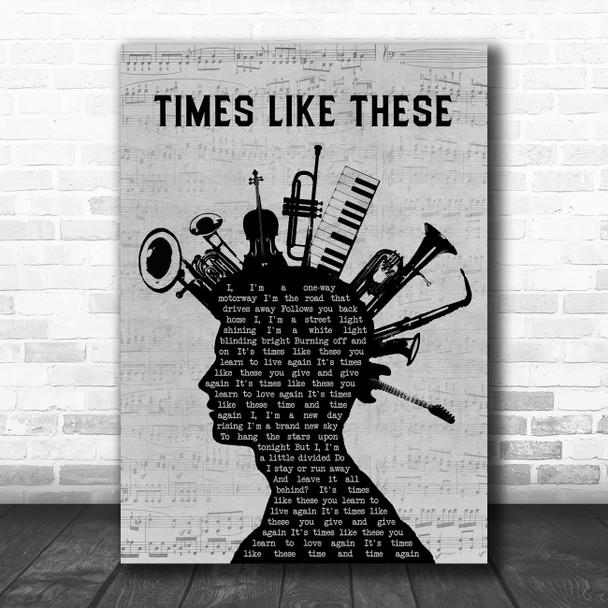 Foo Fighters Times Like These Musical Instrument Mohawk Decorative Gift Song Lyric Print