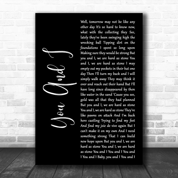 Foy Vance You And I Black Script Decorative Wall Art Gift Song Lyric Print