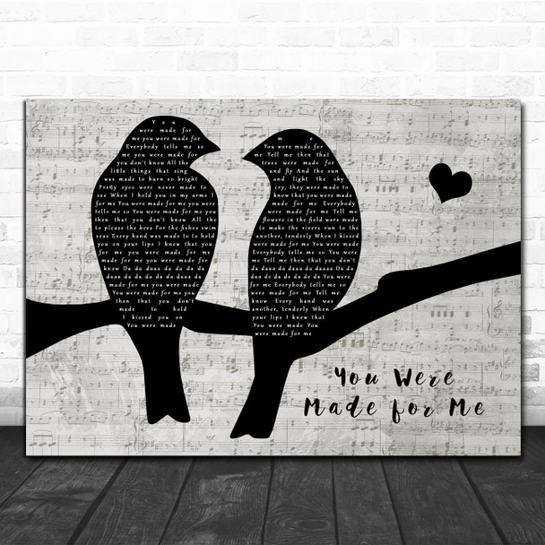 Freddie And The Dreamers You Were Made for Me Lovebirds Music Script Gift Song Lyric Print