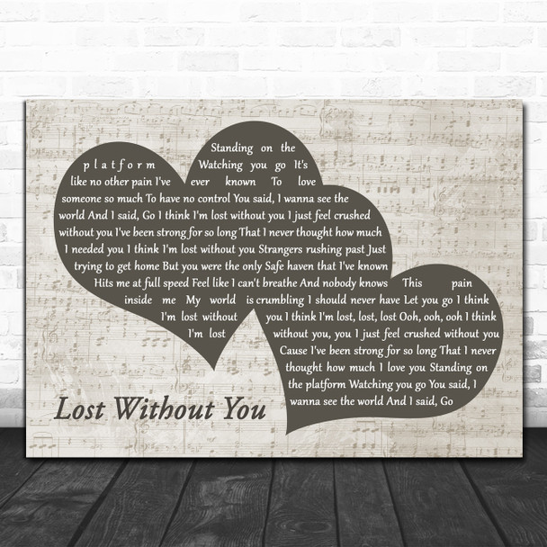 Freya Ridings Lost Without You Landscape Music Script Two Hearts Wall Art Gift Song Lyric Print