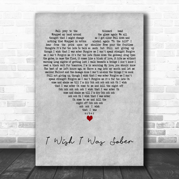 Frightened Rabbit I Wish I Was Sober Grey Heart Decorative Wall Art Gift Song Lyric Print