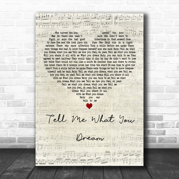 Gabrielle Tell Me What You Dream Script Heart Decorative Wall Art Gift Song Lyric Print