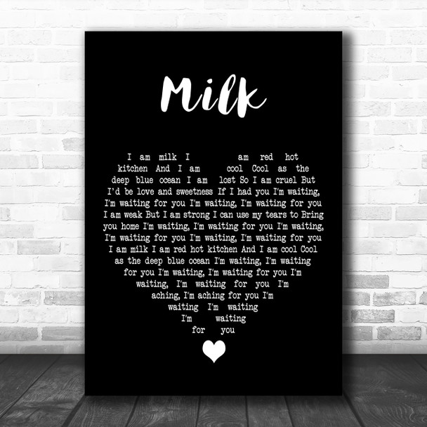 Garbage Milk Black Heart Decorative Wall Art Gift Song Lyric Print
