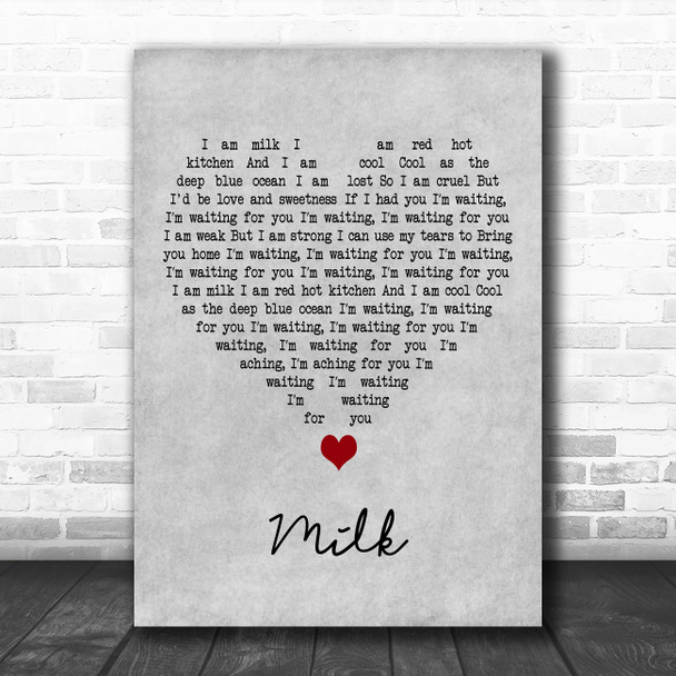 Garbage Milk Grey Heart Decorative Wall Art Gift Song Lyric Print