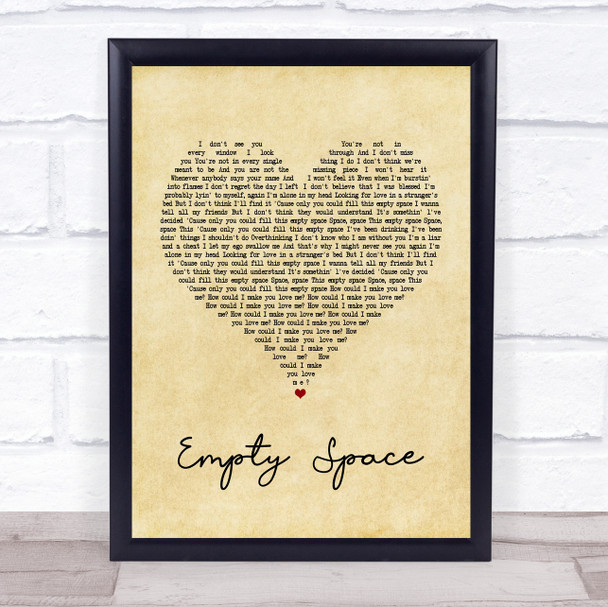 James Arthur Empty Space Vintage Heart Song Lyric Music Wall Art Print