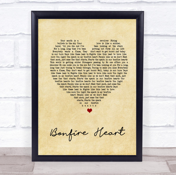 James Blunt Bonfire Heart Vintage Heart Song Lyric Music Wall Art Print