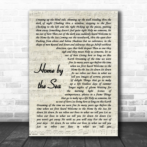 Genesis Home by the Sea Vintage Script Decorative Wall Art Gift Song Lyric Print