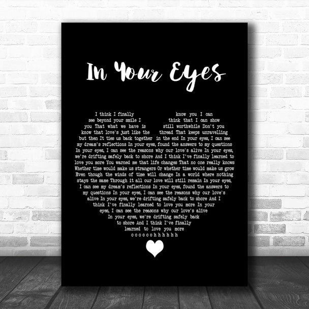 George Benson In Your Eyes Black Heart Decorative Wall Art Gift Song Lyric Print