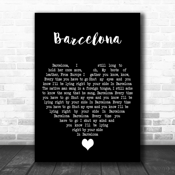 George Ezra Barcelona Black Heart Decorative Wall Art Gift Song Lyric Print