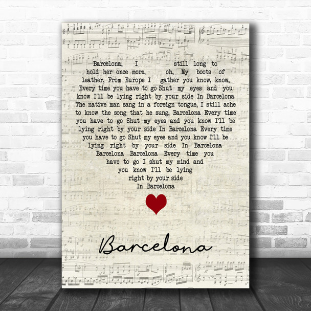 George Ezra Barcelona Script Heart Decorative Wall Art Gift Song Lyric Print