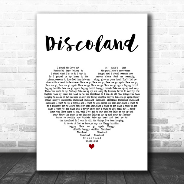 Gerry Cinnamon Discoland White Heart Decorative Wall Art Gift Song Lyric Print