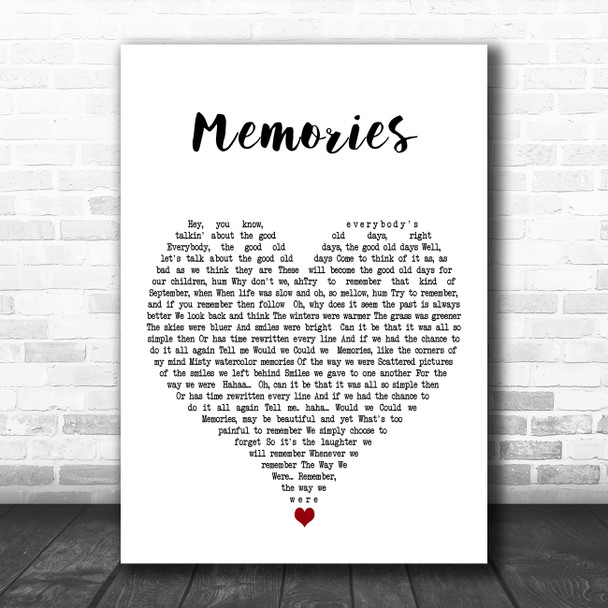 Gladys Knight Memories White Heart Decorative Wall Art Gift Song Lyric Print