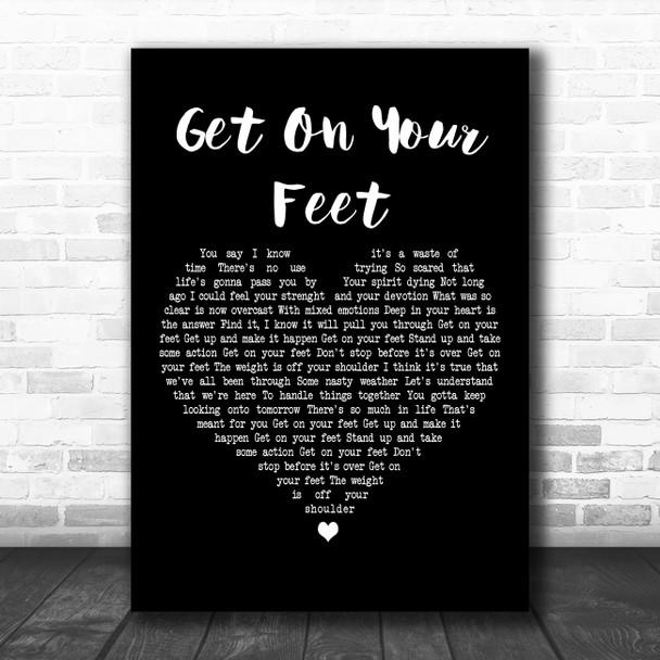 Gloria Estefan Get On Your Feet Black Heart Decorative Wall Art Gift Song Lyric Print