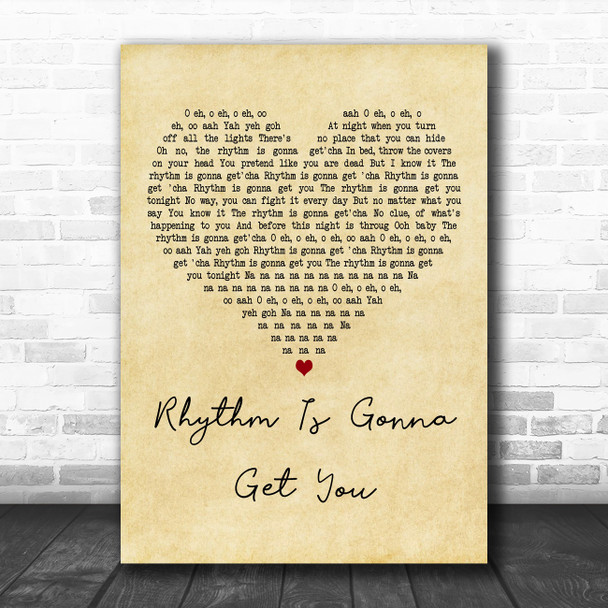 Gloria Estefan Rhythm Is Gonna Get You Vintage Heart Decorative Wall Art Gift Song Lyric Print