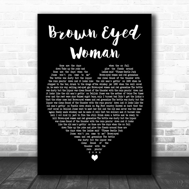 Grateful Dead Brown Eyed Woman Black Heart Decorative Wall Art Gift Song Lyric Print