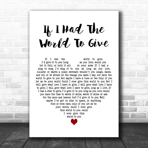 Grateful Dead If I Had The World To Give White Heart Decorative Wall Art Gift Song Lyric Print