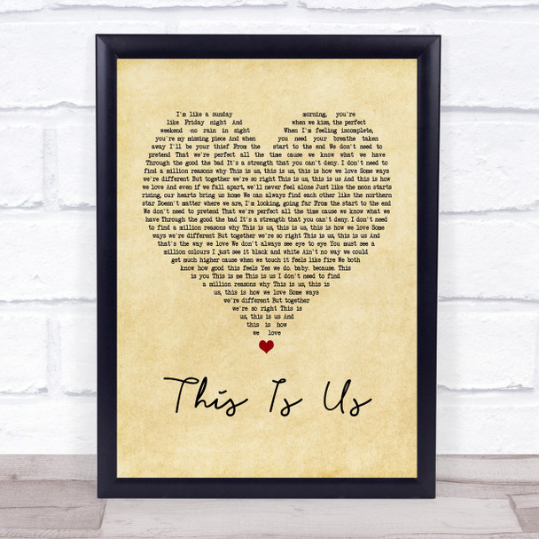 Keyshia Cole This Is Us Vintage Heart Song Lyric Music Wall Art Print