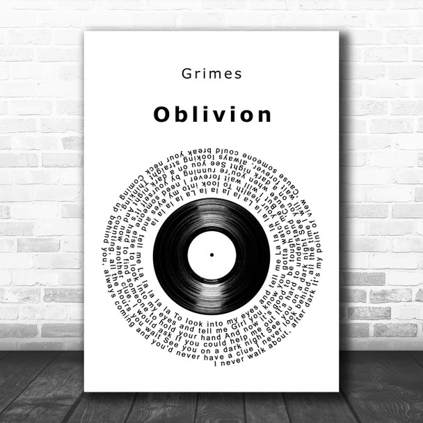 Grimes Oblivion Vinyl Record Decorative Wall Art Gift Song Lyric Print