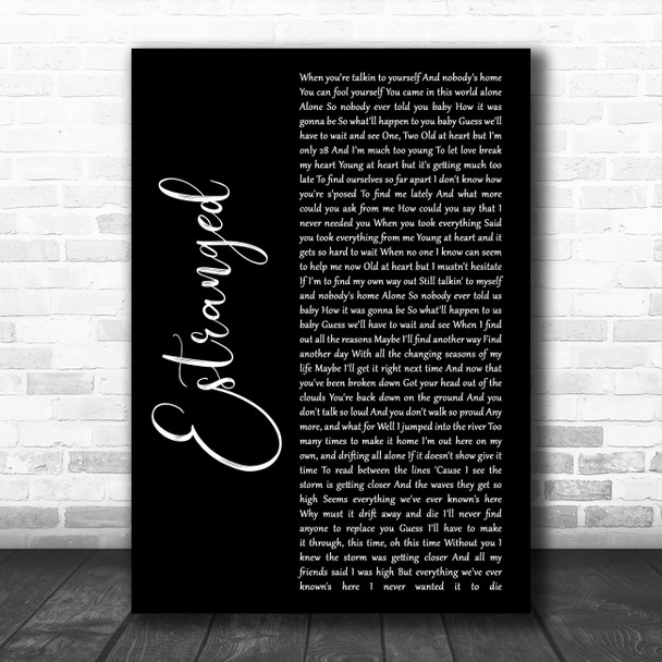 Guns N' Roses Estranged Black Script Decorative Wall Art Gift Song Lyric Print