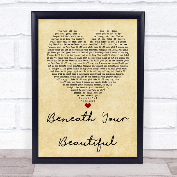 Labrinth Beneath Your Beautiful Vintage Heart Song Lyric Music Wall Art Print