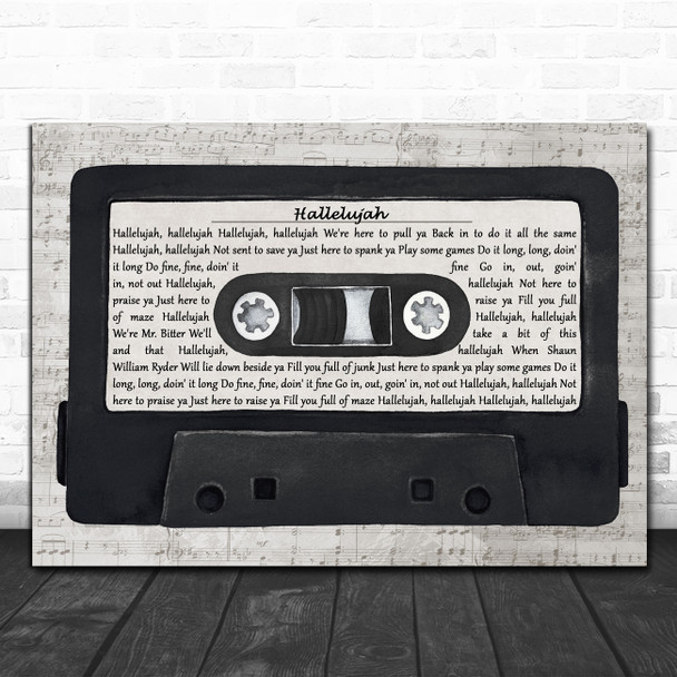 Happy Mondays Hallelujah Music Script Cassette Tape Decorative Wall Art Gift Song Lyric Print