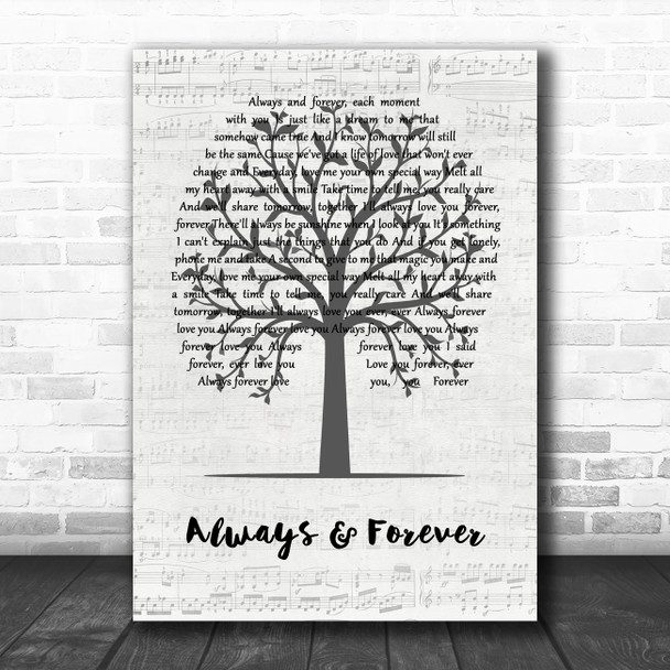 Heatwave Always And Forever Music Script Tree Decorative Wall Art Gift Song Lyric Print