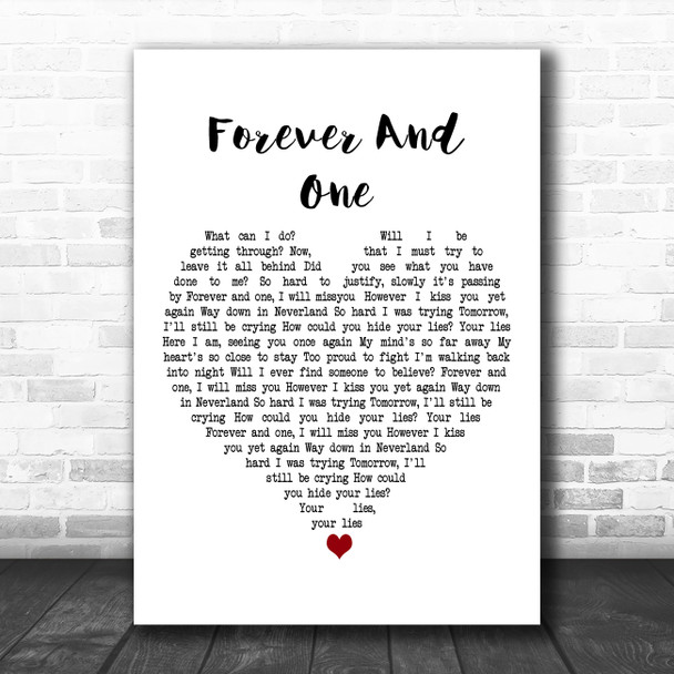 Helloween Forever And One White Heart Decorative Wall Art Gift Song Lyric Print