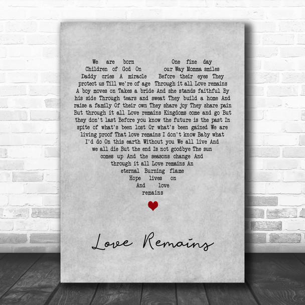 Hillary Scott Love Remains Grey Heart Decorative Wall Art Gift Song Lyric Print
