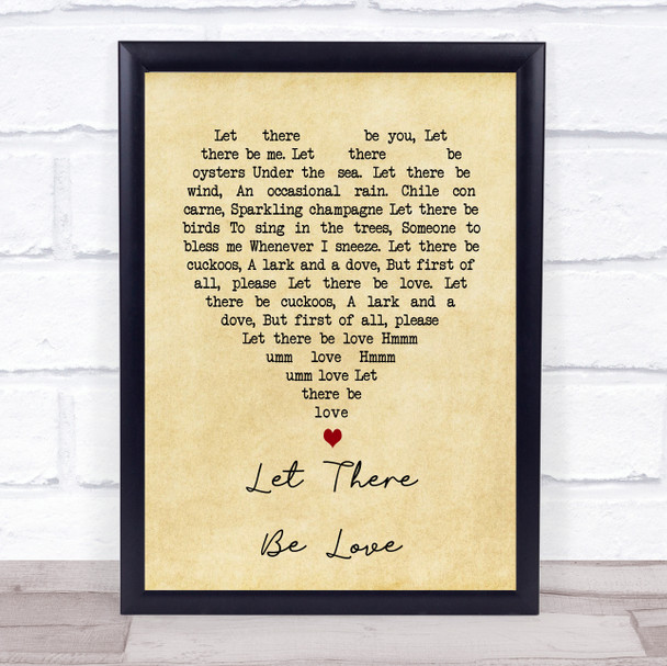 Let There Be Love Nat King Cole Vintage Heart Song Lyric Music Wall Art Print