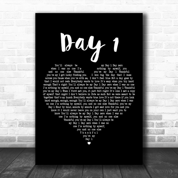 HONNE Day 1 Black Heart Decorative Wall Art Gift Song Lyric Print