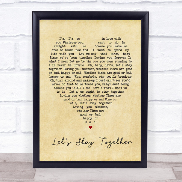 Let's Stay Together Al Green Vintage Heart Song Lyric Music Wall Art Print