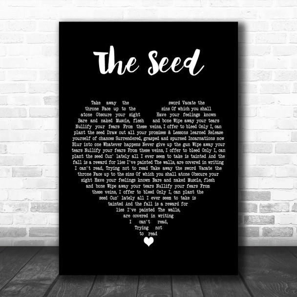 Hope Mountain The Seed Black Heart Decorative Wall Art Gift Song Lyric Print