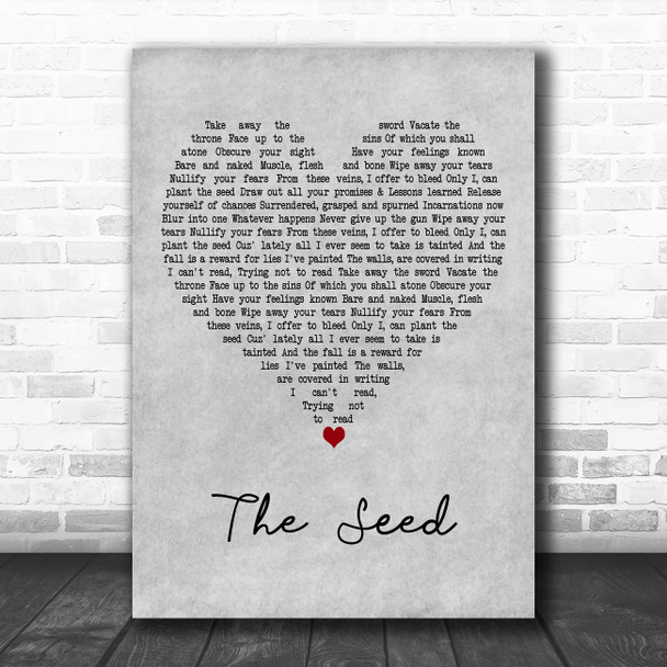 Hope Mountain The Seed Grey Heart Decorative Wall Art Gift Song Lyric Print