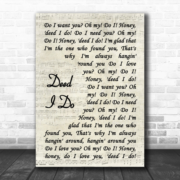Hot Club of Cowtown Deed I Do Vintage Script Decorative Wall Art Gift Song Lyric Print
