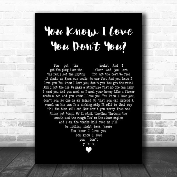 Howard Jones You Know I Love You Dont You Black Heart Decorative Gift Song Lyric Print