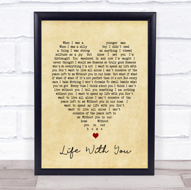 Life With You The Proclaimers Vintage Heart Song Lyric Music Wall Art Print