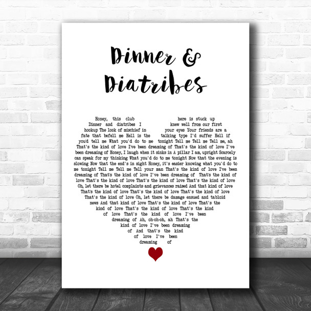 Hozier Dinner & Diatribes White Heart Decorative Wall Art Gift Song Lyric Print